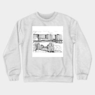 the city skyline urban sketcher walking pavilion ecopop art Crewneck Sweatshirt